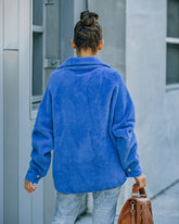 Aiden Fuzzy Knit Shacket - Blue